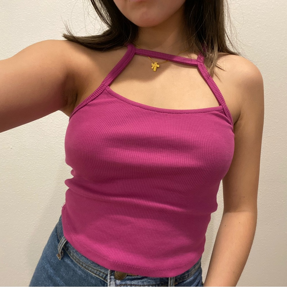 hot pink cut-out tank